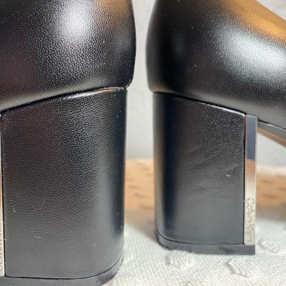 Calvin Klein Almond Toe Pump with Silver and Patent Leather Detail - Picture 7 of 16